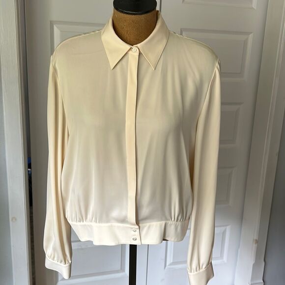 Talbots Tops - Talbots ivory pure silk classic blouse size 16